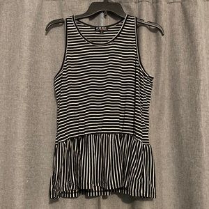 Striped ruffle bottom tank top